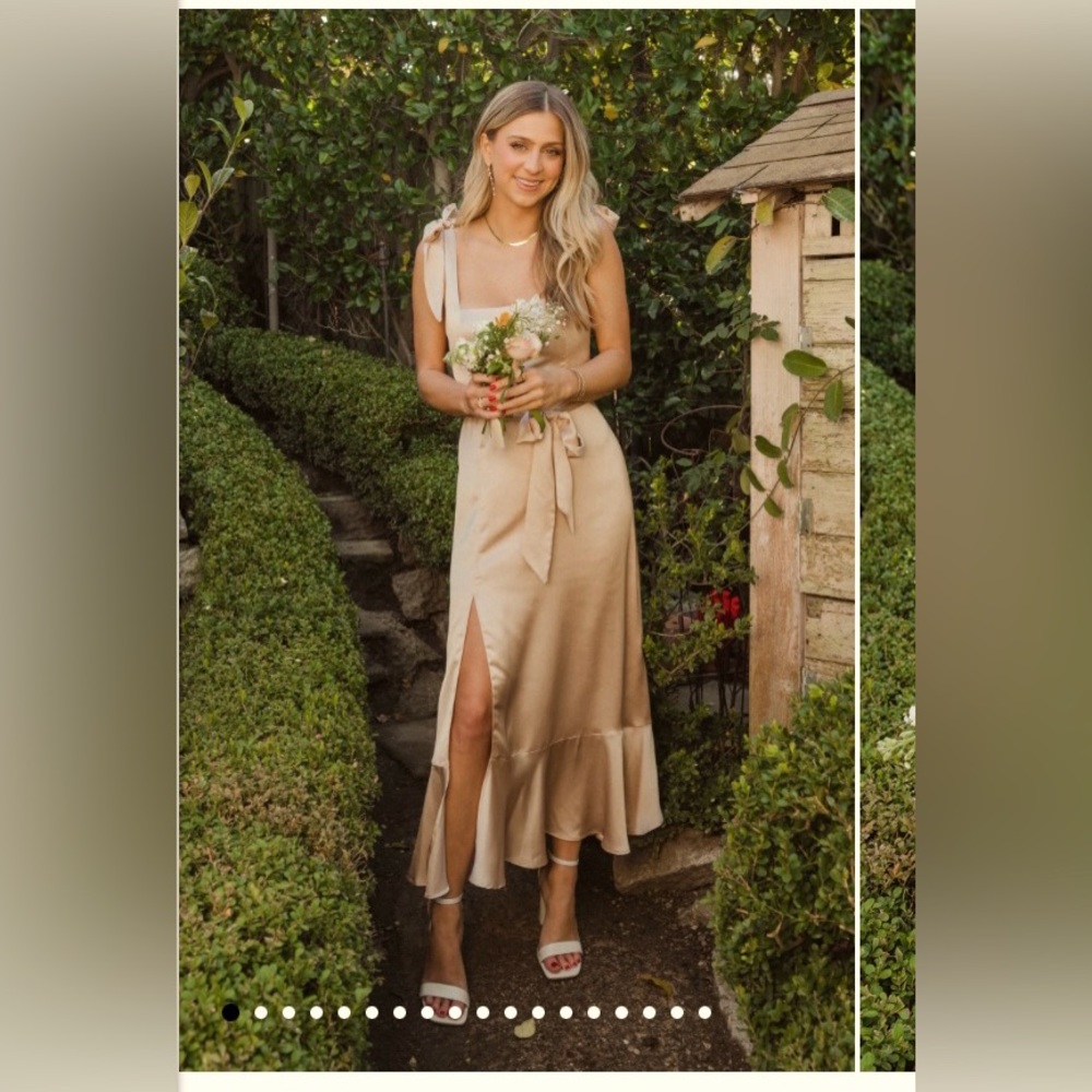 Show Me Your MuMu Claire Midi Champagne Bridesmaid dress